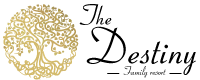 The Destiny Resort logo, a luxury resort in Sasan Gir, offering premium accommodation and wildlife experiences